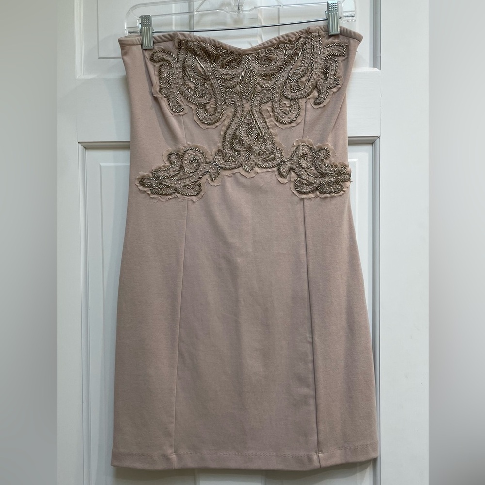 NWT FREE PEOPLE Beaded Strapless Mini Dress Size L